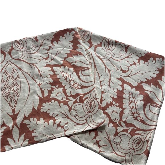 Pottery Barn Other - Pottery Barn Damask Print Coral Ivory Decorative Pillow Covers Set Of 2 24x24